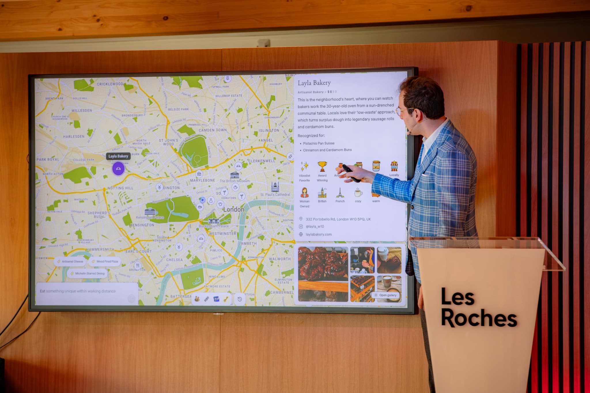Vibeslist presenting on the main stage at Les Roches Spark Summit