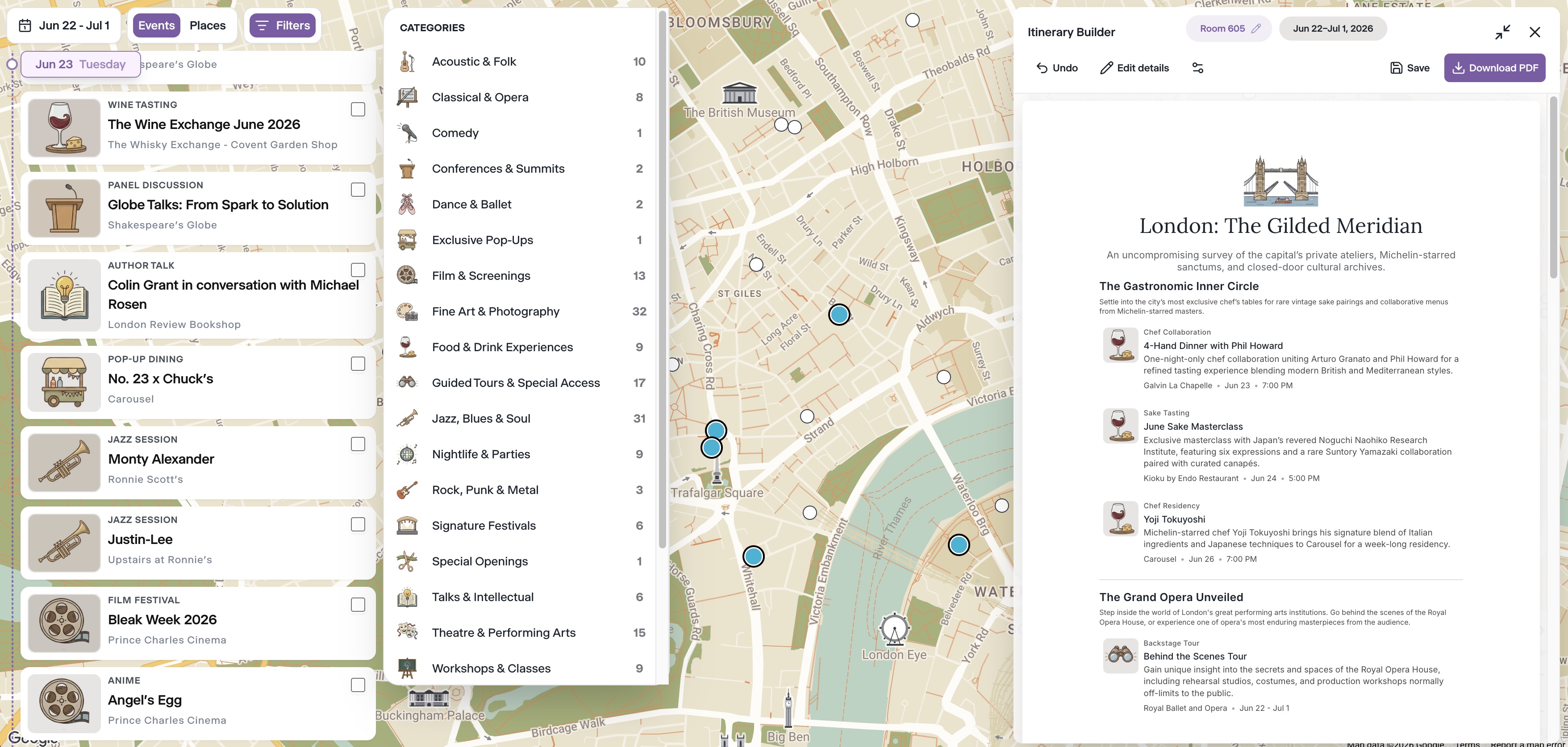 Vibeslist Events Intelligence Map Interface