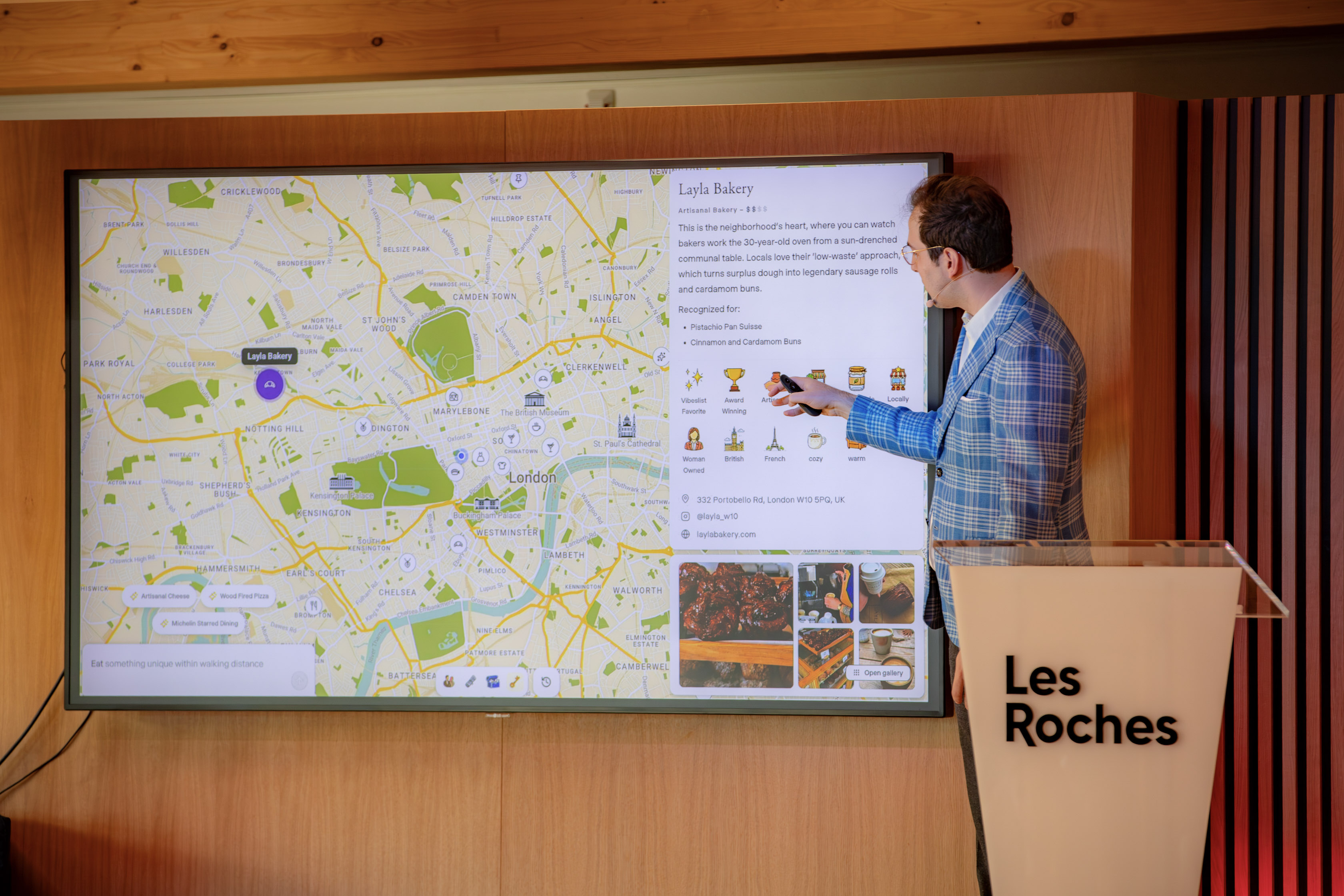 Vibeslist presenting on the main stage at Les Roches Spark Summit